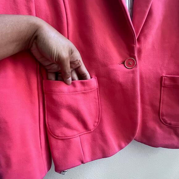 Rafaella Women's Jacket Small Coral Red Blazer One Button Career Preppy Stretch - Picture 4 of 11